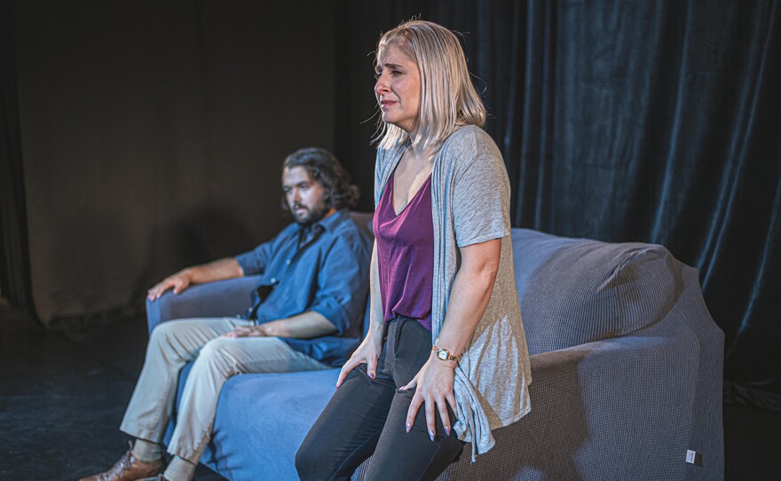 Russell Clements and Kylie Young perform in the Coronado Playhouse production of "Constellations," streaming through May 30, 2021.