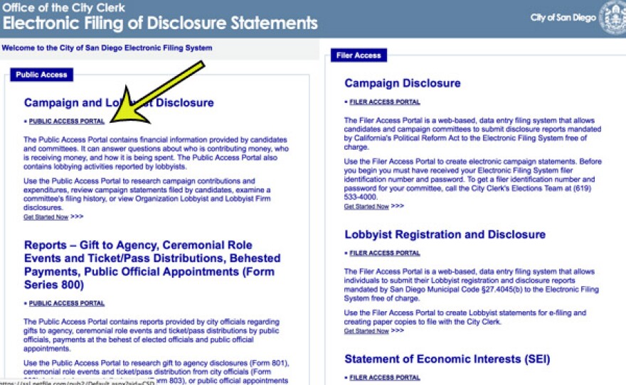 Choose to view "Public Access Portal."