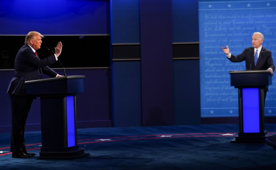 President Trump, left, and former Vice President Joe Biden met for the last presidential debate at Belmont University in Nashville, Tenn. For the most part, it was a civil night.
