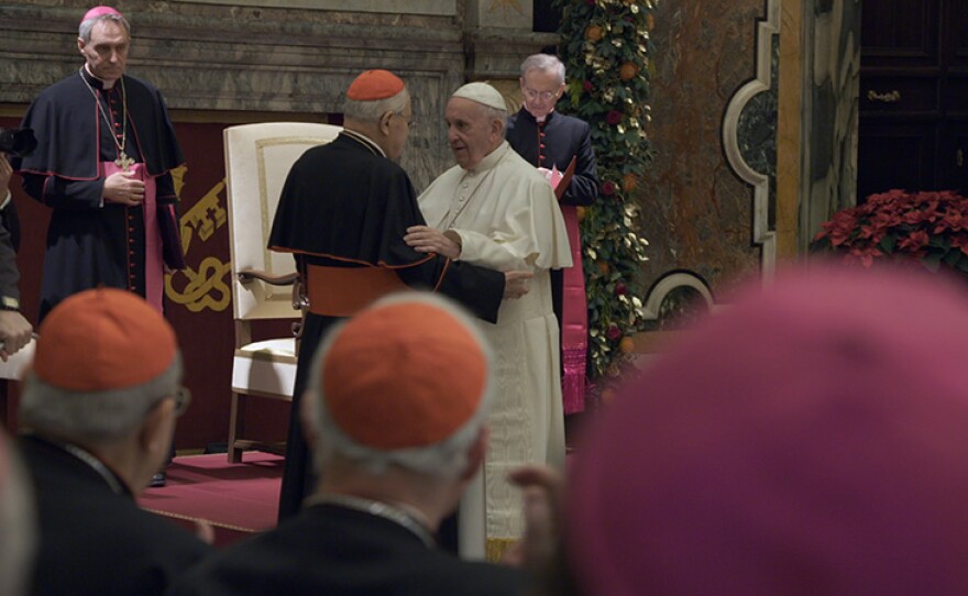 Holy Father Pope Francis at the address of the Curia Romana 2018.
