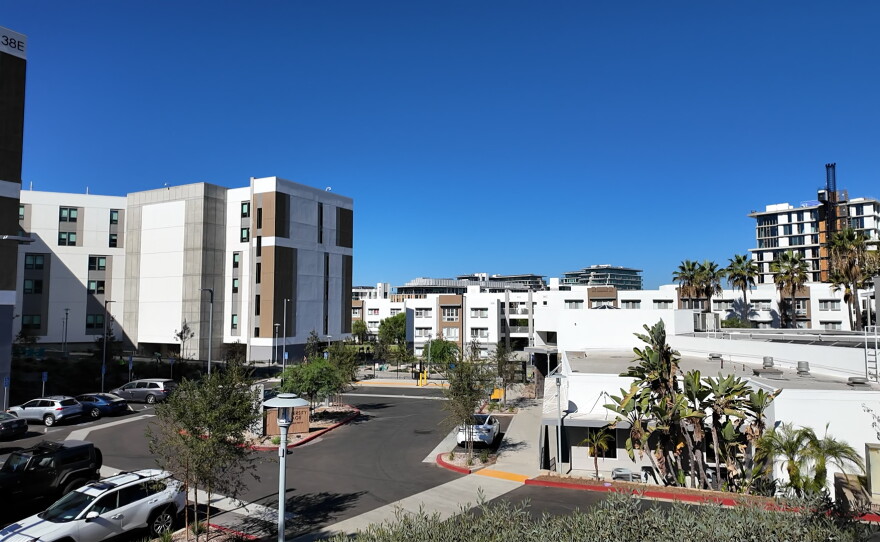Cars are parked in front of CSUSM dorms, Oct. 9, 2026.