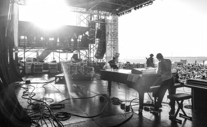 Marcus Miller performs at the 2013 Newport Jazz Festival.