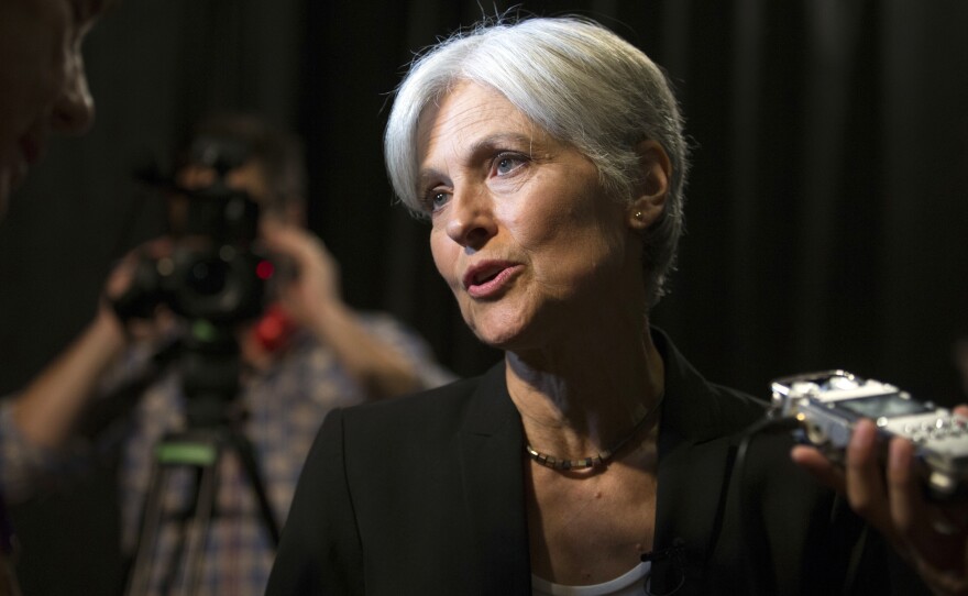 Green party presidential candidate Jill Stein answers questions from members of the media on Oct. 6 in Oakland, Calif.