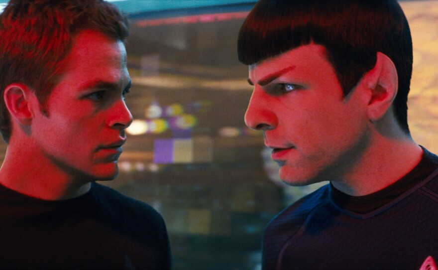 Chris Pine and Zachary Quinto as the new and younger Kirk and Spock in J.J. Abrams' Star Trek