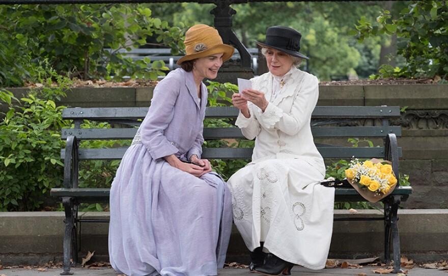Shown from left to right: Elizabeth McGovern and Blythe Danner in "The Chaperone."