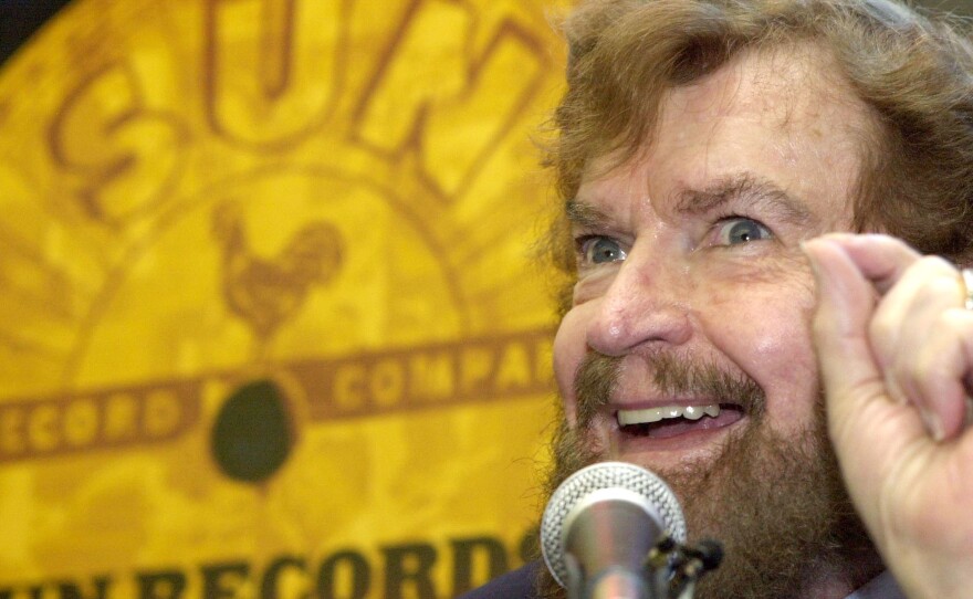 Sun Records founder Sam Phillips speaks at an event in New York City in August 2002, a year before his death.