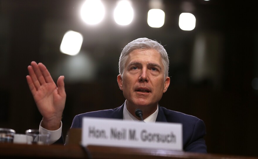 Neil Gorsuch testifies during the third day of his Supreme Court confirmation hearing in March 2017.