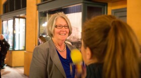 San Diego City Council President Sherri Lightner outside the Balboa Theatre after Mayor Kevin Faulconer's State of the City address, Jan. 14, 2015.
