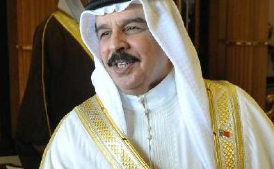 Bahrain's King Hamad bin Isa al-Khalifa at Sakhir Palace on March 12.