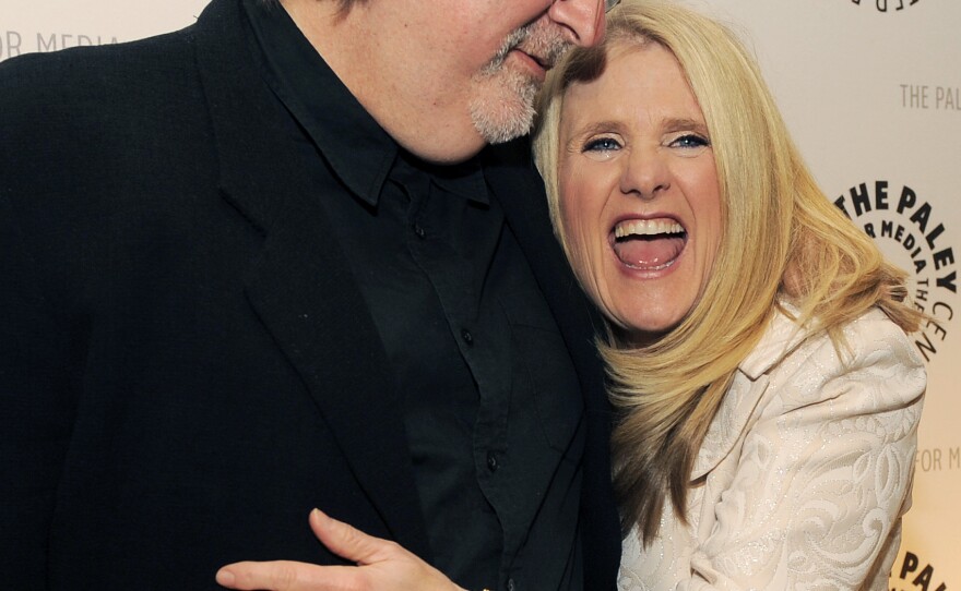 Nancy Cartwright with <em>The Simpsons</em> creator Matt Groening. When Cartwright auditioned for the voice of Bart Simpson, Groening hired her on the spot.