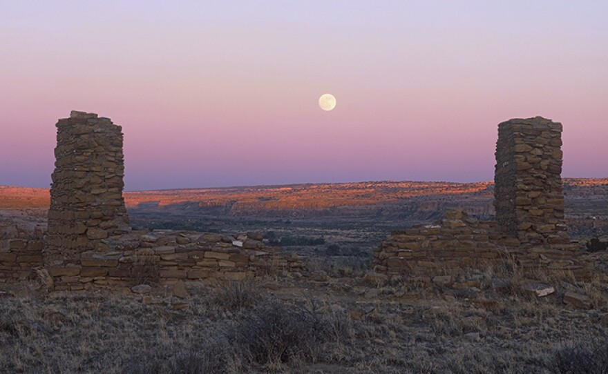 Peñasco Blanco with full moon, Chaco Culture National Historical Park, N.M.
