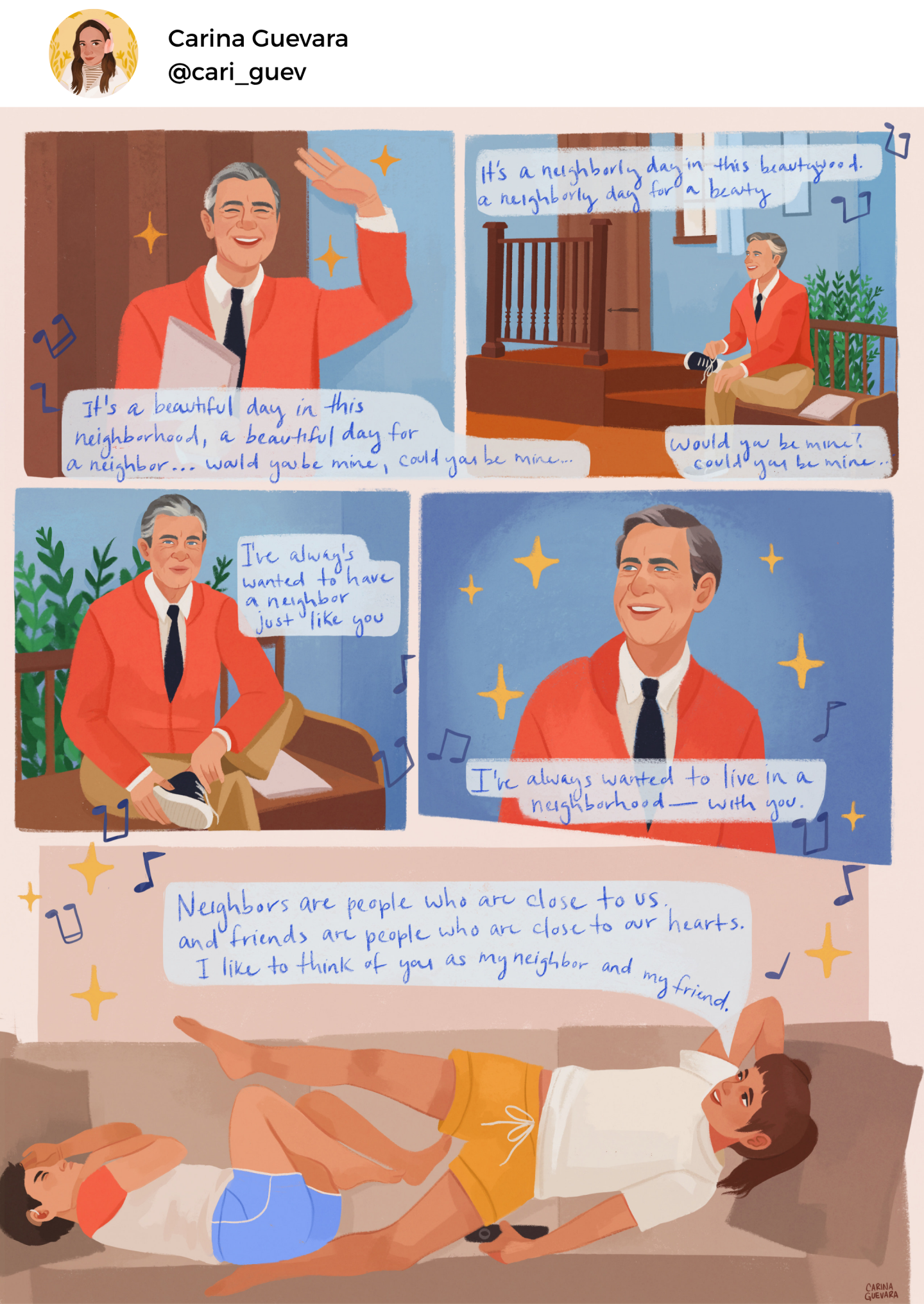 "Growing up, my siblings and I didn’t always have cable. One of the constants was the comfort we'd find in PBS. From the early education of "Sesame Street," the calm understanding of "Mister Rogers' Neighborhood," the fantasy fun of "Dragon Tales" — PBS played no small part in shaping my worldview. It breaks my heart to think that something so special — aimed at education — would be defunded. Free news and educational programming serve so much of our country’s needs, especially in rural and underfunded communities. Sometimes the unbiased programming from PBS and NPR is the last line of defense during emergencies and natural disasters. ❤️ Mister Rogers taught me that I was special for just being me — I didn’t have to do anything else. Being me was enough. That's powerful messaging. We can't let the things that empower kids get lost at the hands of a-------."