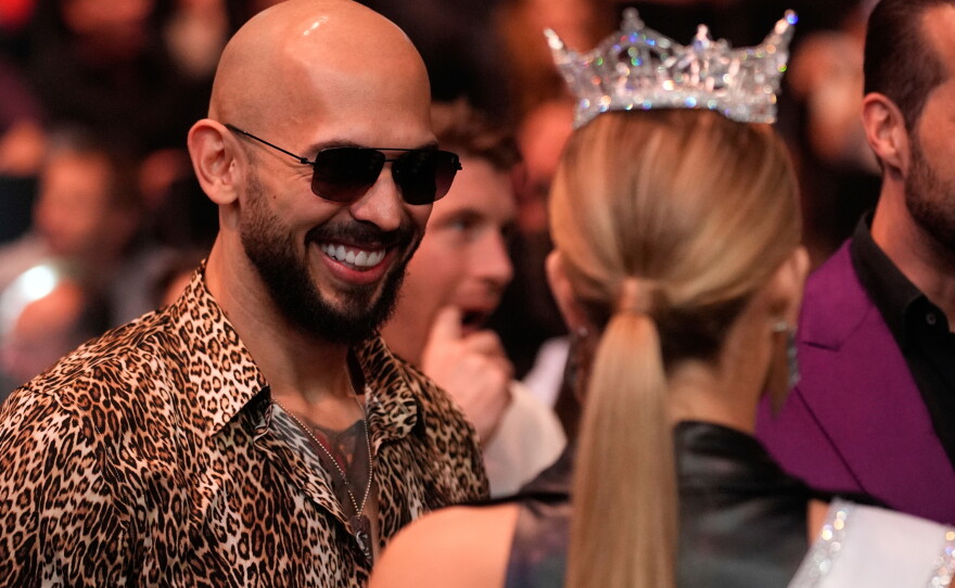 Andrew Tate attends a UFC 313 mixed martial arts event on March 8, 2025, in Las Vegas.
