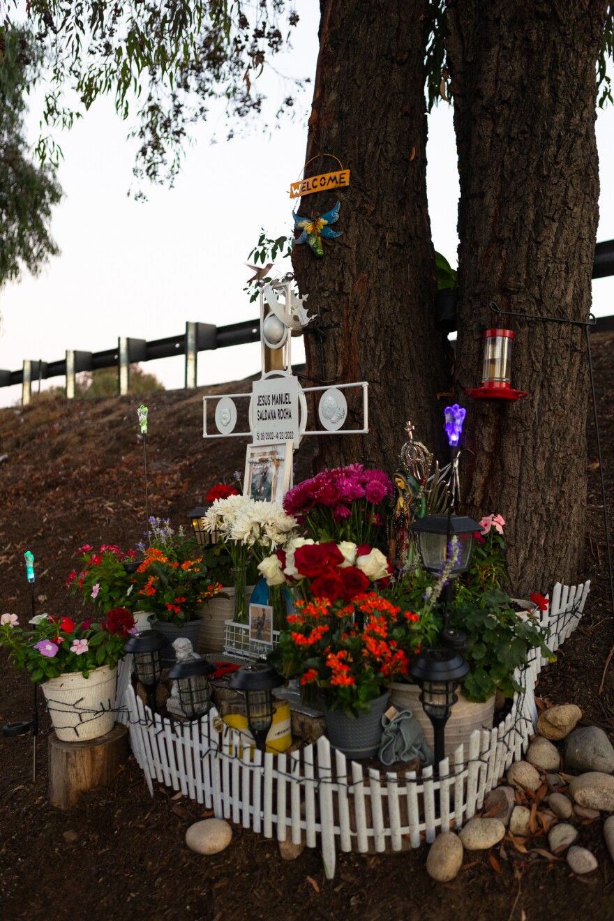The site along Interstate 8 in El Cajon where Jesús Manuel Saldaña Rocha died in a fatal car collision is shown on Sept. 18, 2023.