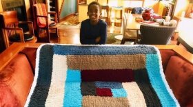Eleven-year-old Jonah Larson's favorite hobby is crocheting, which he turned into a business. He made this blanket in January during a snow day from school.