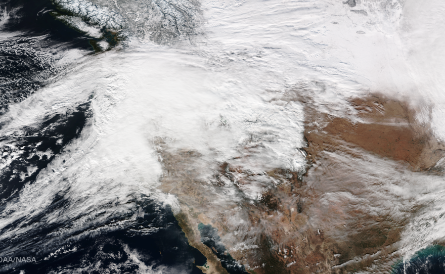 A storm on Jan. 10 dumped several inches of snow over the Pacific Northwest. Atmospheric rivers like these funnel moisture from the tropics.