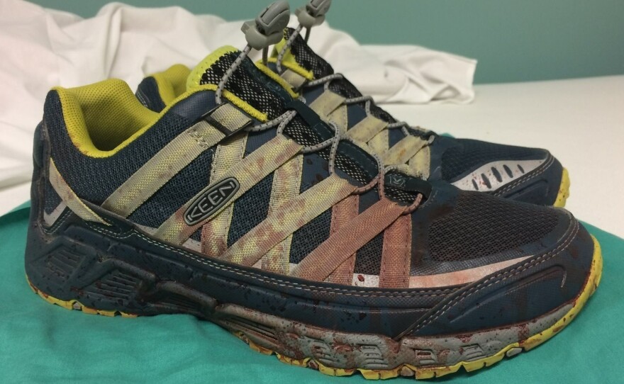 Corsa posted this image of his bloodstained shoes on Facebook Monday morning after hours of caring for Orlando shooting victims.