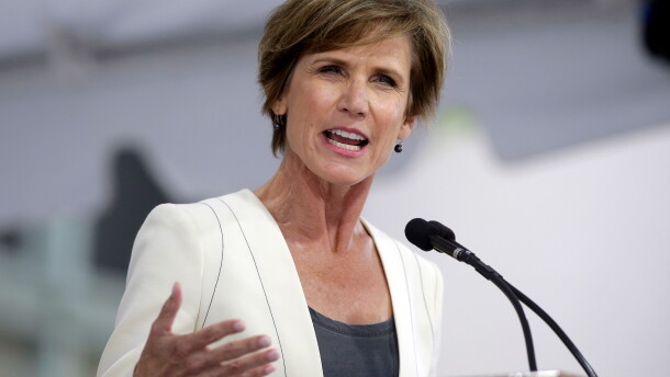 Former U.S. Deputy Attorney General Sally Yates has been tapped to lead an independent investigation into how Cornell University handled the rape allegations of a former student. Here, Yates speaks at Harvard University in Cambridge, Mass., in 2017.