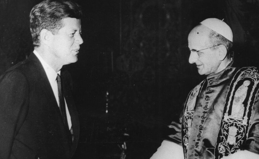 President John F. Kennedy during an audience with Pope Paul VI at the Vatican in July, 1963. Kennedy was the first Roman Catholic elected president and some of his critics questioned whether he would take orders from the Vatican.