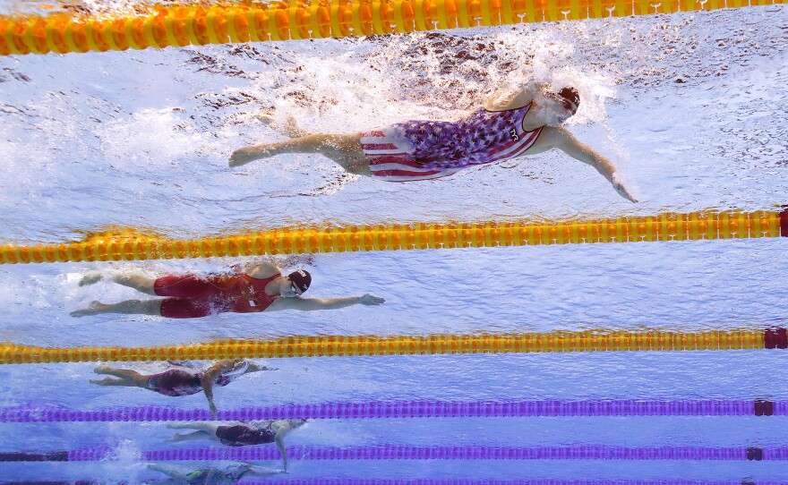 Katie Ledecky of Team USA competes in the women's 1,500-meter freestyle final at the Tokyo Olympics on July 28.
