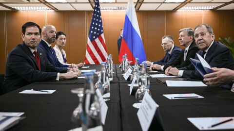 U.S. Secretary of State Marco Rubio, left, attends a meeting with Russia's Foreign Minister Sergey Lavrov, right, on the sidelines of the Association of Southeast Asian Nations (ASEAN) Foreign Ministers Meeting in Pasay, Metro Manila on Thursday, July 23, 2026.