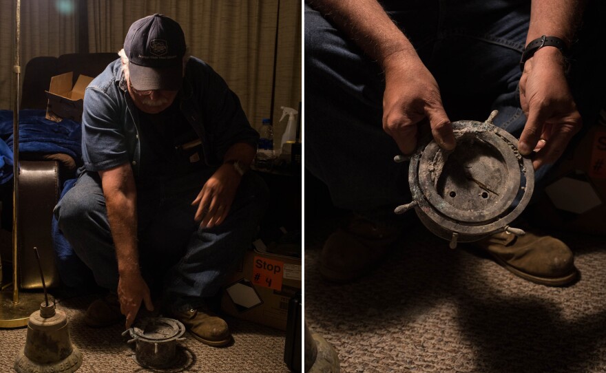 Michael Krzanich salvaged his grandfather's ships clock. Though it was damaged by the fire, he can't get rid of it. "This clock has been in my life since I was born," Krzanich says. "That's how long my grandpa had it. And I watched him wind it every week — every Sunday."