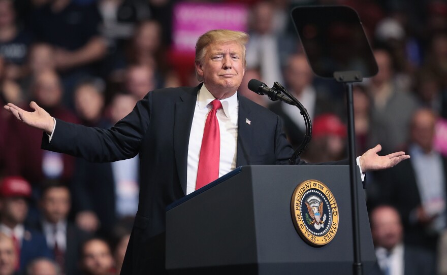 President Trump speaks to supporters during a rally Thursday in Grand Rapids, Mich.