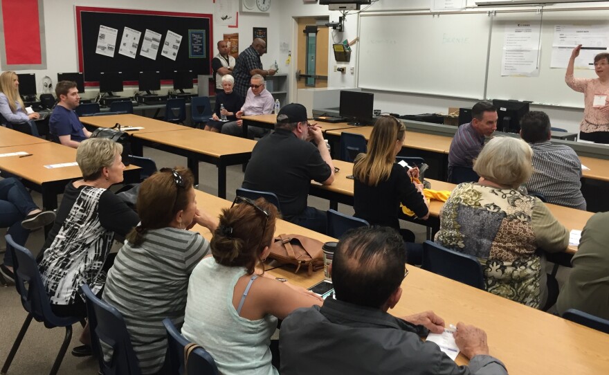 Caucusgoers pick their sides in Henderson, Nevada.