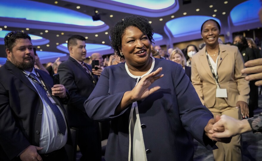 Georgia Democratic candidate for governor Stacey Abrams arrives to speak during the annual North America's Building Trades Union's Legislative Conference on April 6 in Washington, D.C. She and incumbent Gov. Brian Kemp will face one another in a 2018 rematch this November.