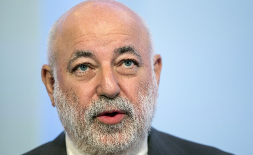 Russian businessman Viktor Vekselberg speaks during the Russian International Affairs Council in Moscow on May 31, 2016.