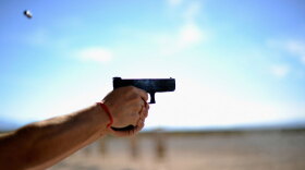 People shoot  their guns at a shooting range near the Crossroads of the West  Gun Show in Tucson, Ariz., on Jan. 15.