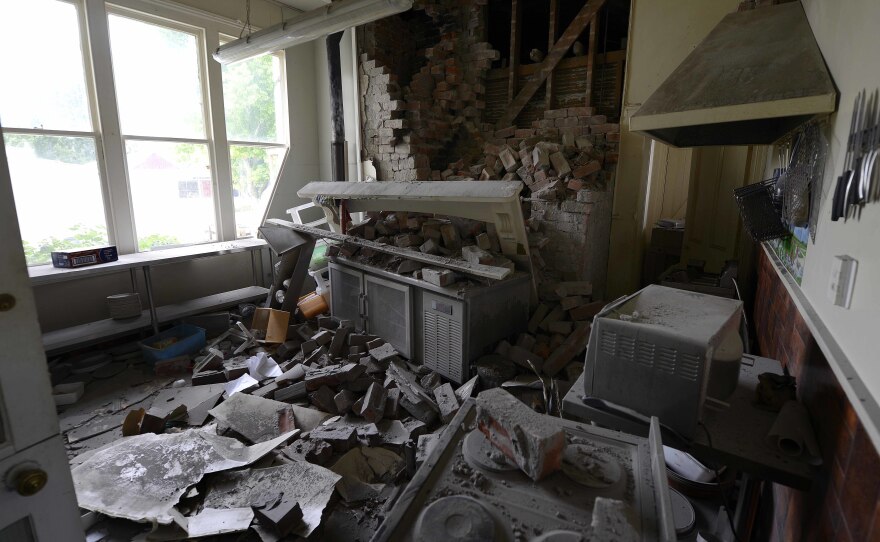 The Waiau Lodge Hotel, in Waiau, about 75 miles north of Christchurch, New Zealand, shows damage on Monday in the aftermath of a strong earthquake.
