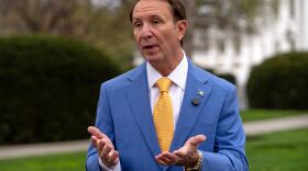 Louisiana Gov. Jeff Landry records a social media video outside the White House on March 24, 2025.
