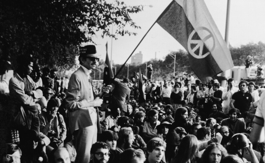 Tens of thousands of anti-war protesters gathered outside the 1968 Democratic National Convention in Chicago.