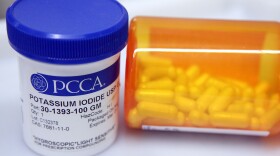 A bottle of Potassium Iodide is seen at the West Marin Pharmacy on March 15, 2011 in Point Reyes Station, California.