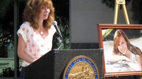 Kelly King, mother of 17-year-old Chelsea King, who was allegedly raped and murdered by a convicted sex offender, speaks during a news conference to outline the plans for "Chelsea's Law," outside of Assemblyman Nathan Fletcher's office in Mira Mesa, March 23, 2010.