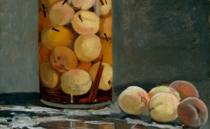 Monet's<em> Jar of Peaches</em>, circa 1866. The artist grew peaches along the wall of his kitchen garden.