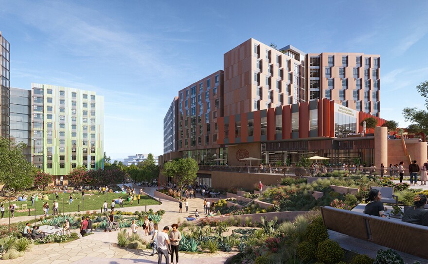 An architect's rendering of the Ridge Walk North Living and Learning Neighborhood at UCSD.