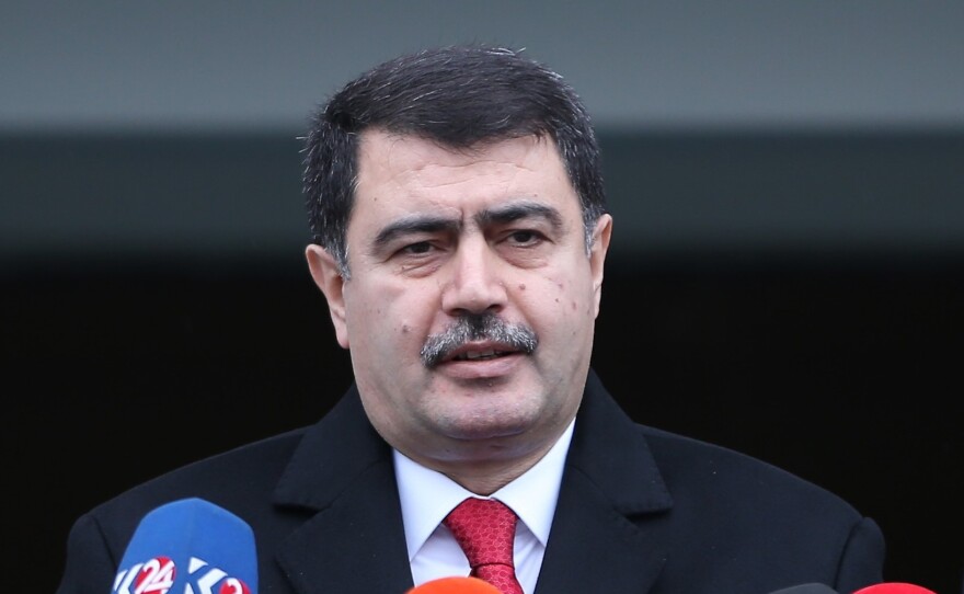 Governor of Istanbul Vasip Sahin at a press conference on the capture of Abdulgadir Masharipov, the main suspect behind the deadly attack on an Istanbul nightclub early on New Year's Day.