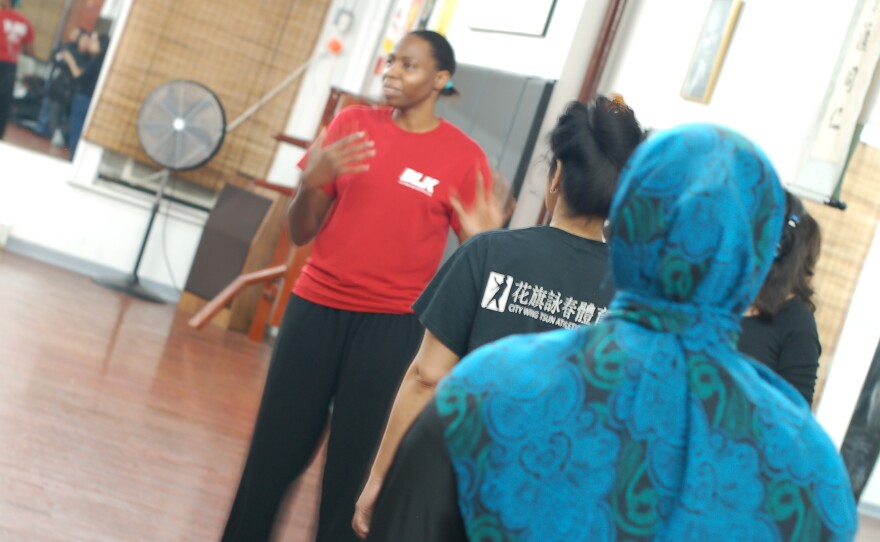 About two-dozen Muslim women attended a recent self-defense class in New York City.