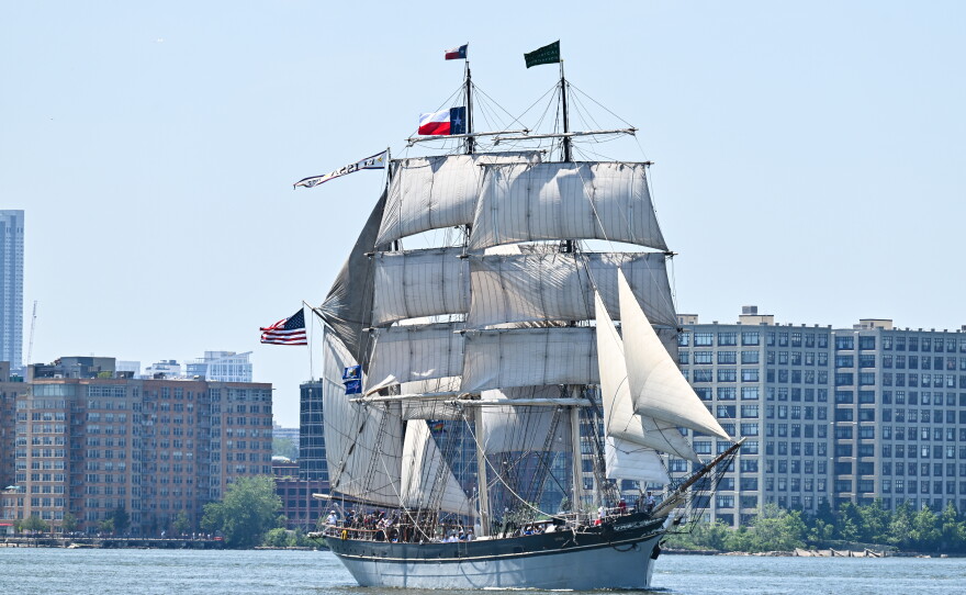 Elissa from Galveston participates in Sail4th 250 Parade of Ships on New York City's Hudson River on Saturday, July 4, 2026.