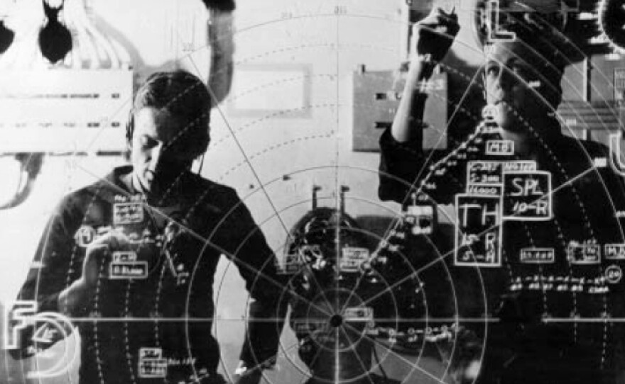 Plotting board of USS Randolph CVA-15 during Suez Crisis 1956.