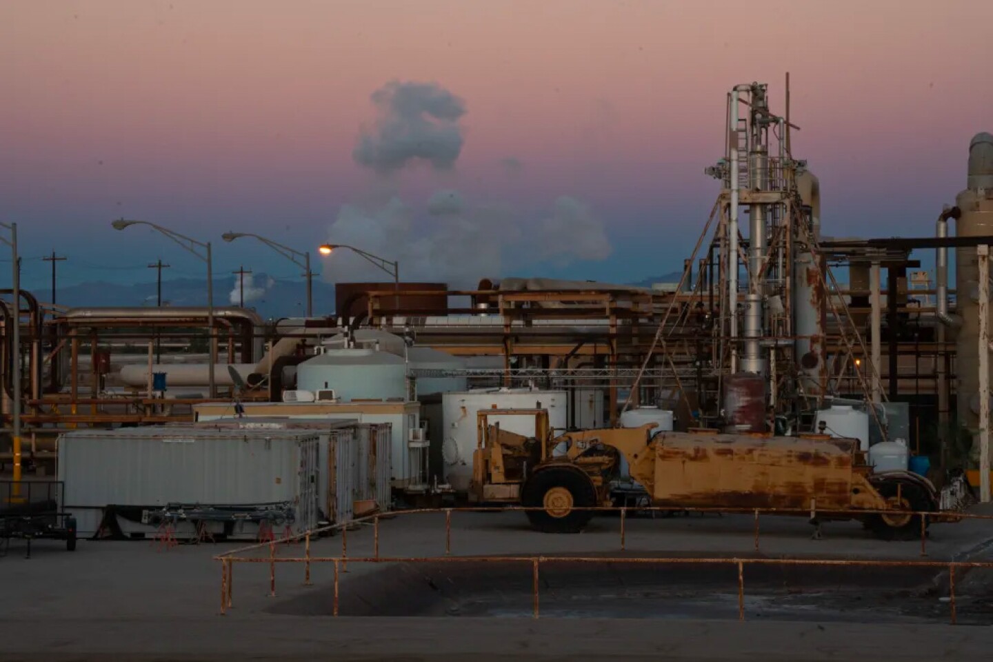 Steam rises over the CalEnergy geothermal plants run by Warren Buffet’s Berkshire Hathaway Oct. 5, 2023.