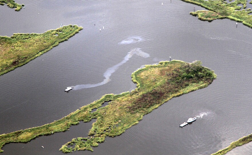 Louisiana relies largely on the oil industry to self-report leaks and spills. The Gulf Monitoring Consortium was formed to improve that effort and said it often finds smaller leaks like this one, near Golden Meadow, that go unreported by the companies.