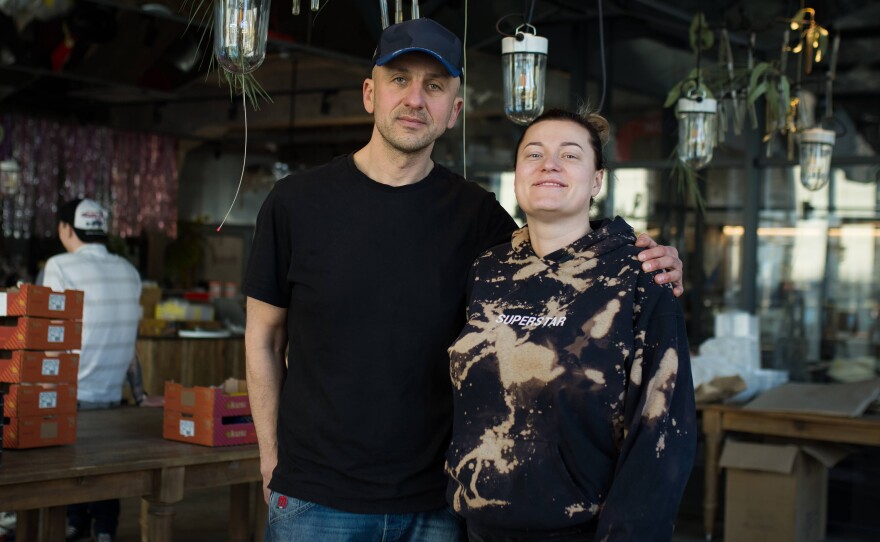 Restaurant owners Ruslan Buryak and Anastasiia Yerak say they have their own part to play in the war effort: serving meals to the Ukrainian forces.