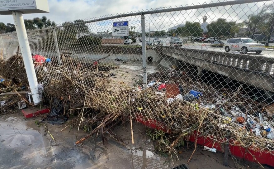 Debris left over from Monday's storm is seen on this photo taken Jan. 23, 2024. San Diego, Calif.