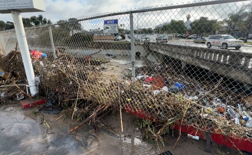 Debris left over from Monday's storm is seen on this photo taken Jan. 23, 2024. San Diego, Calif. 