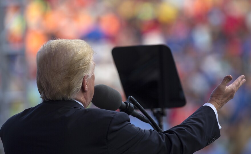 President Trump speaks at the 2017 National Scout Jamboree in Glen Jean, W.Va., on Monday.