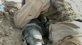 U.S. soldier outside Camp Chapman in Afghanistan, 2002.