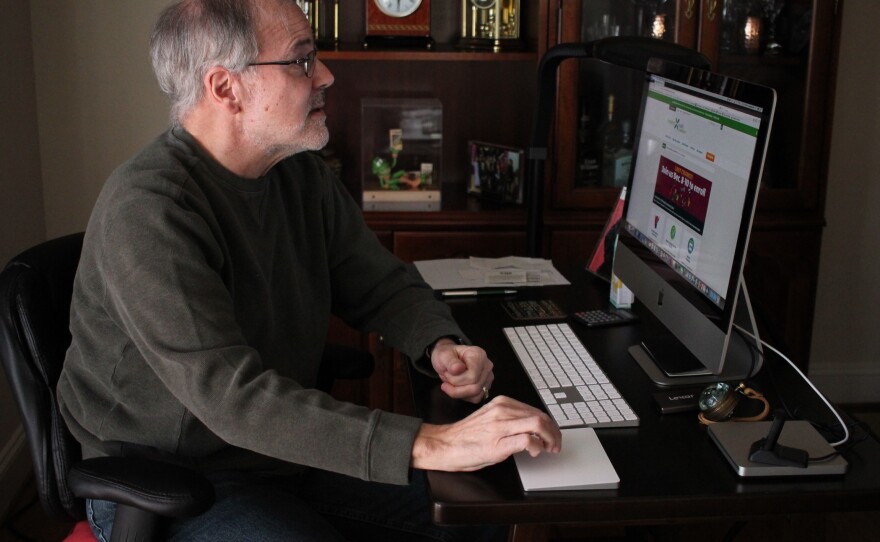 Gene Kern of Frederick, Md., shops for health insurance on the ACA exchange. The monthly premium for his policy is going up this year, he says, and he does not qualify for subsidies.